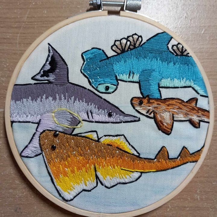 Sharks Embroidery Hoop Art product image (2)