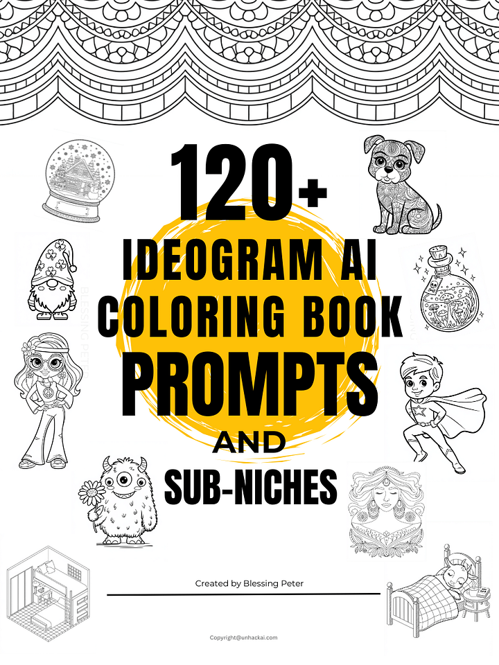 120+ Ideogram AI Coloring Book Prompts and Sub-Niches product image (1)