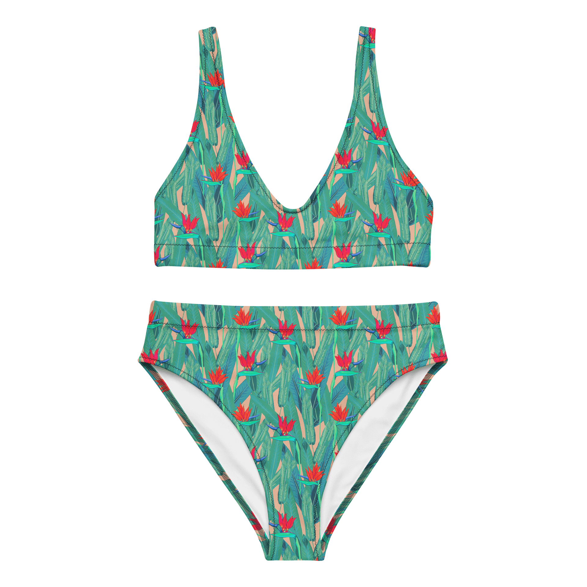 Tropical Garden Emerald Blush High-Waisted Bikini product image (1)