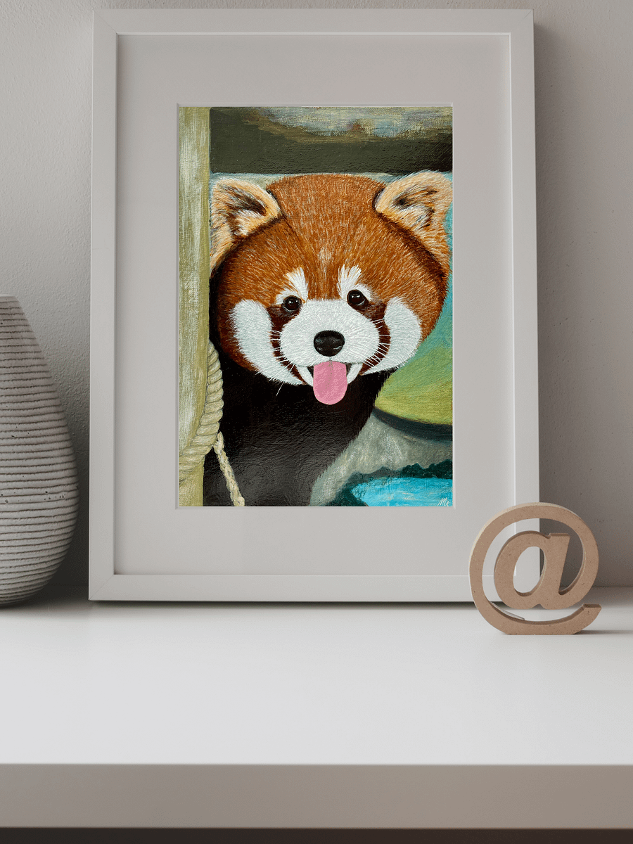 Peek-A-Boo Red Panda Painting – Original Acrylic Wildlife Art product image (4)