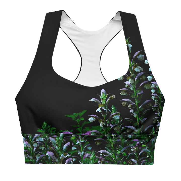 Longline-Sport-BH aus recyceltem Material - Blumenkontrast product image (1)