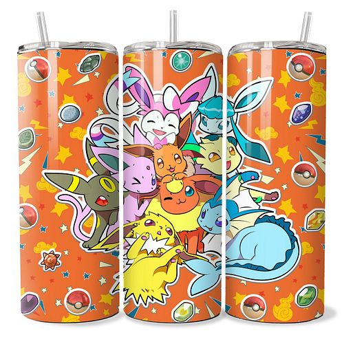 ⚡️Get ready to evolve your drinkware! This vibrant 20oz tumbler celebrates every Eeveelution in a playful, colorful hug of no...