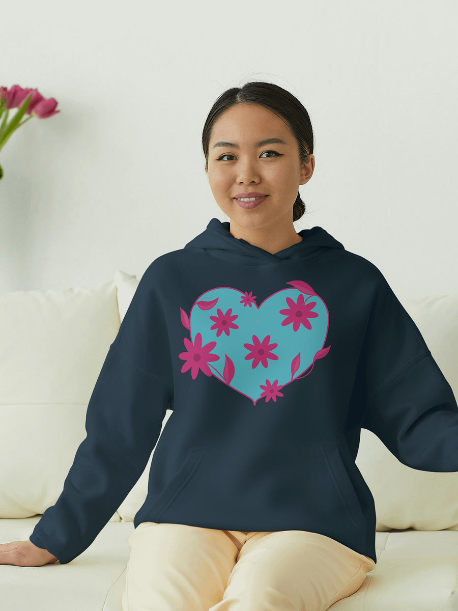 Turquoise Floral Heart Eco Hoodie product image (1)