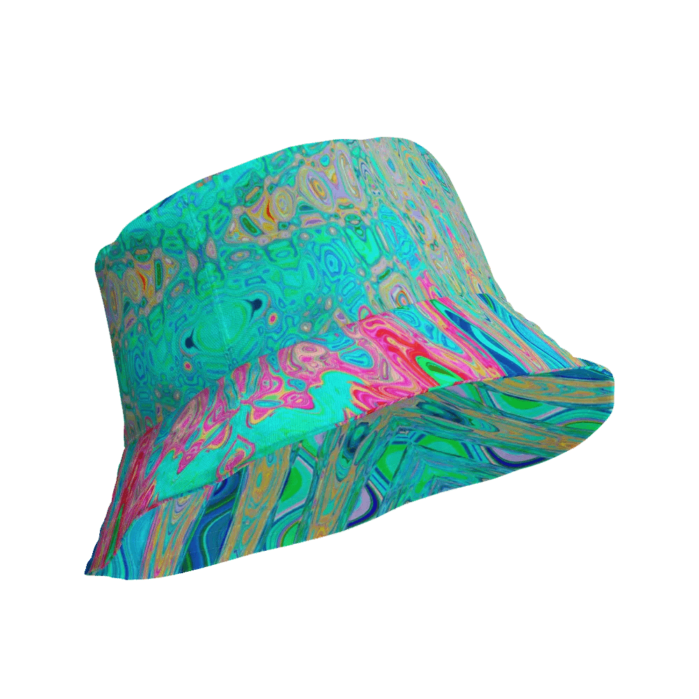 Groovy Abstract Retro Rainbow Atomic Waves Bucket Hat product image (4)