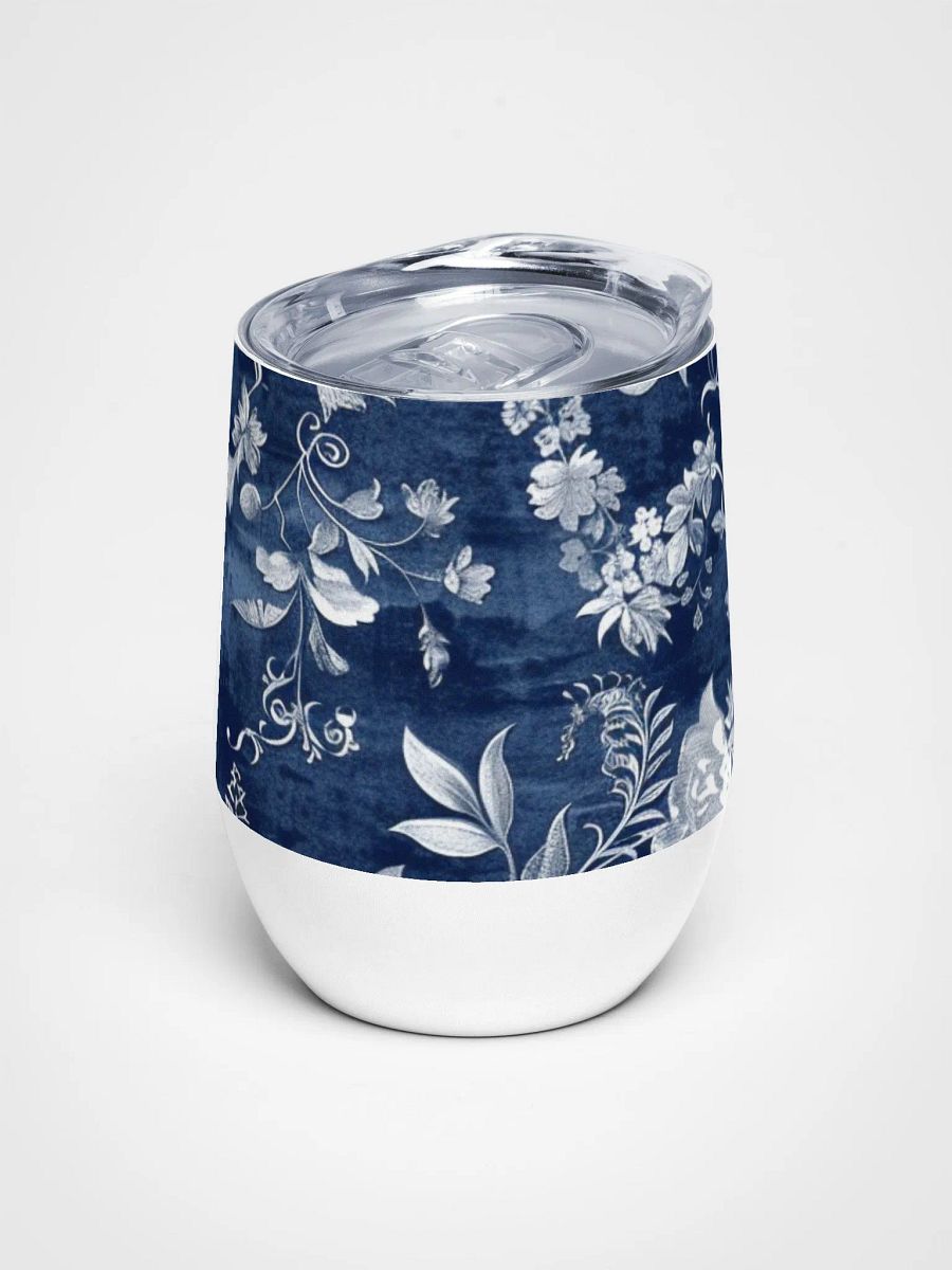 Blue Floral Festive Holiday Wine Tumbler product image (1)