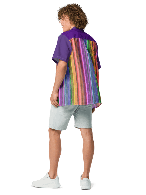 Cool Gouache Striped Unisex Hawaiian Button Shirt product image (3)