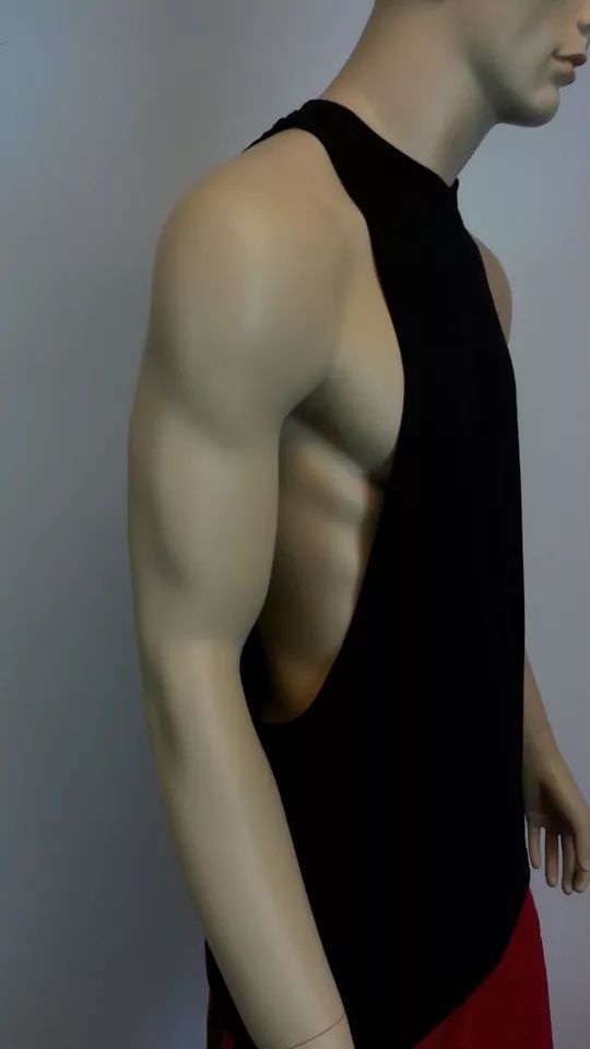 Men's Black Workout Vest Tank Top bodybuilding gym muscle fitness football shirt product image (2)