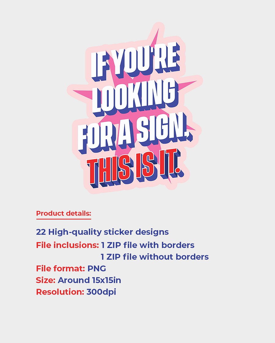 22 Typographic Sticker Design Bundle - Instant Digital Download product image (9)