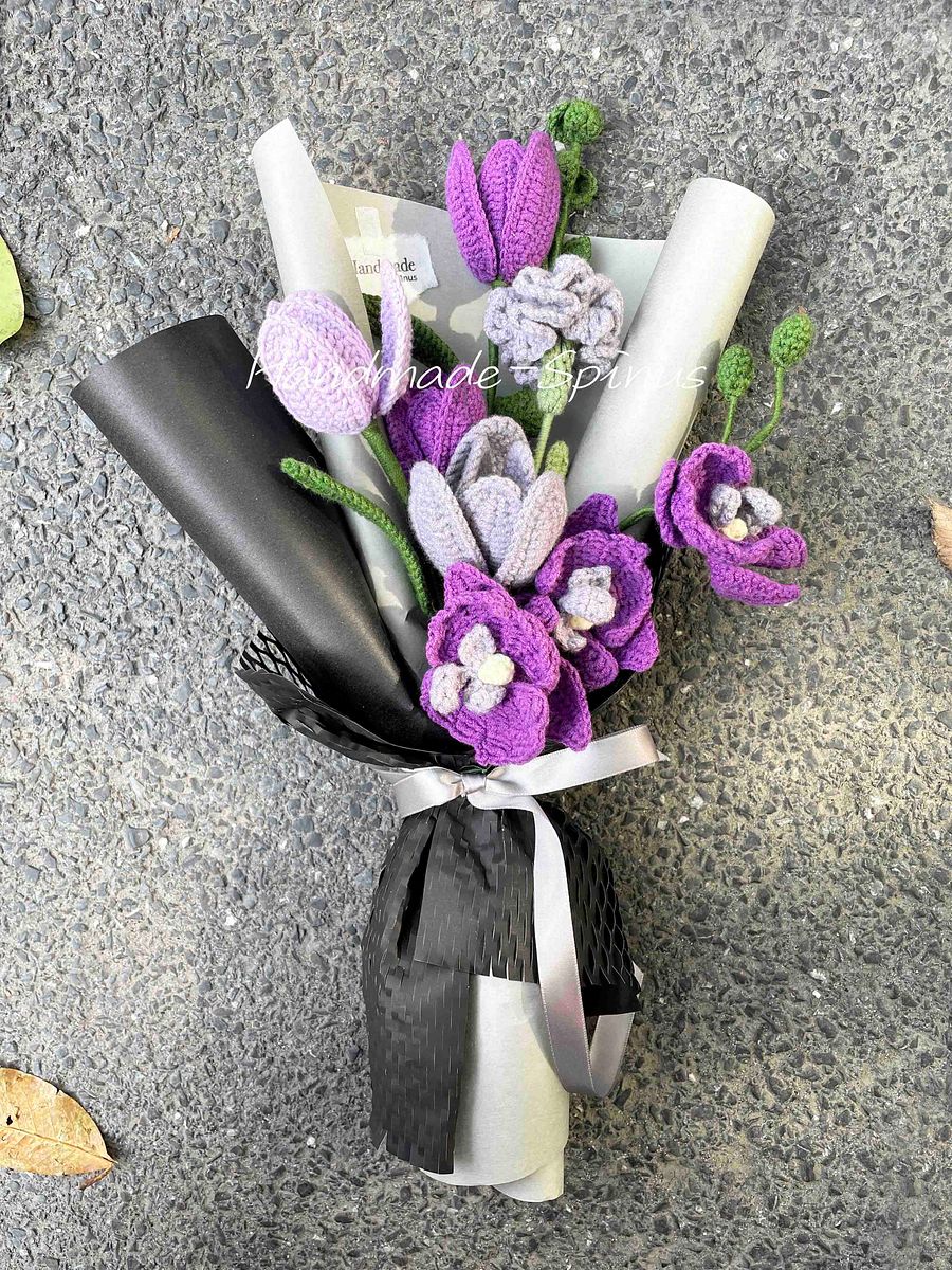 Purple Phalaenopsis Crochet Knit Bouquet product image (3)