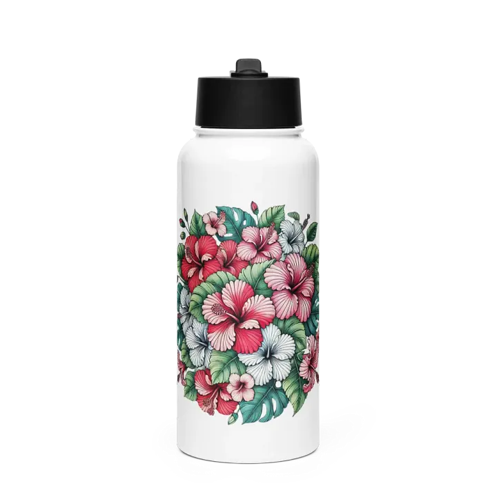 Tropical Hibiscus Stainless Steel Water Bottle | AI Design product image (1)