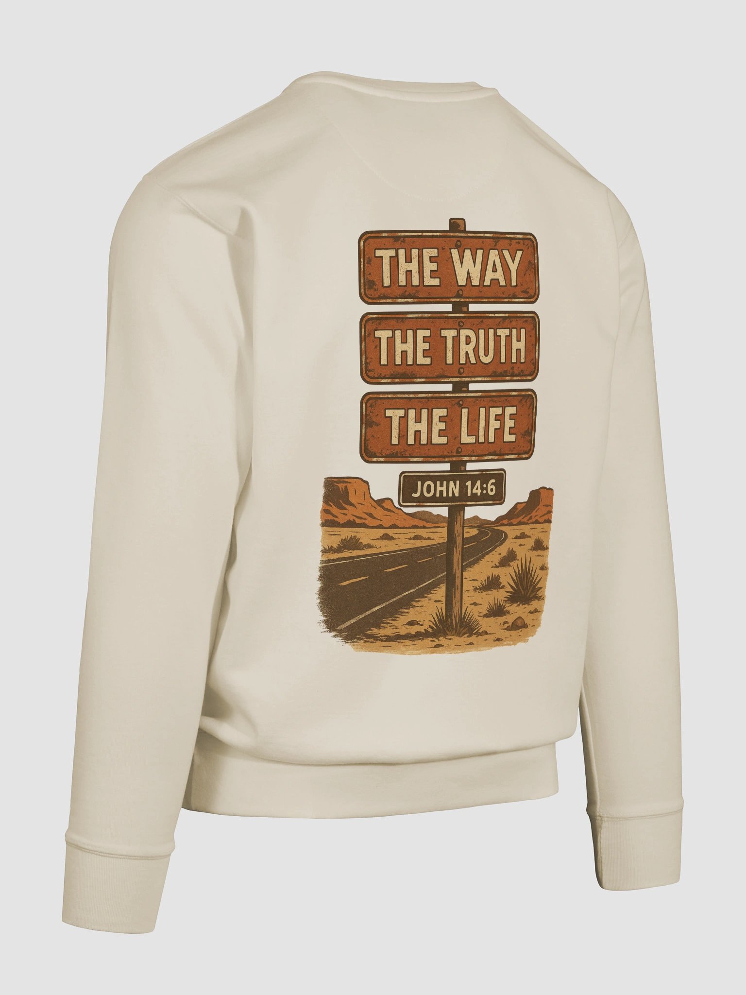 The Way, The Truth, The Life – Vintage Road Sign (John 14:6) Crewneck product image (12)