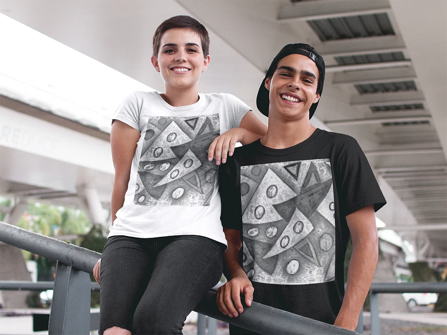 Abstract Textured Pale Monochrome Triangles Unisex T Shirt product image (4)