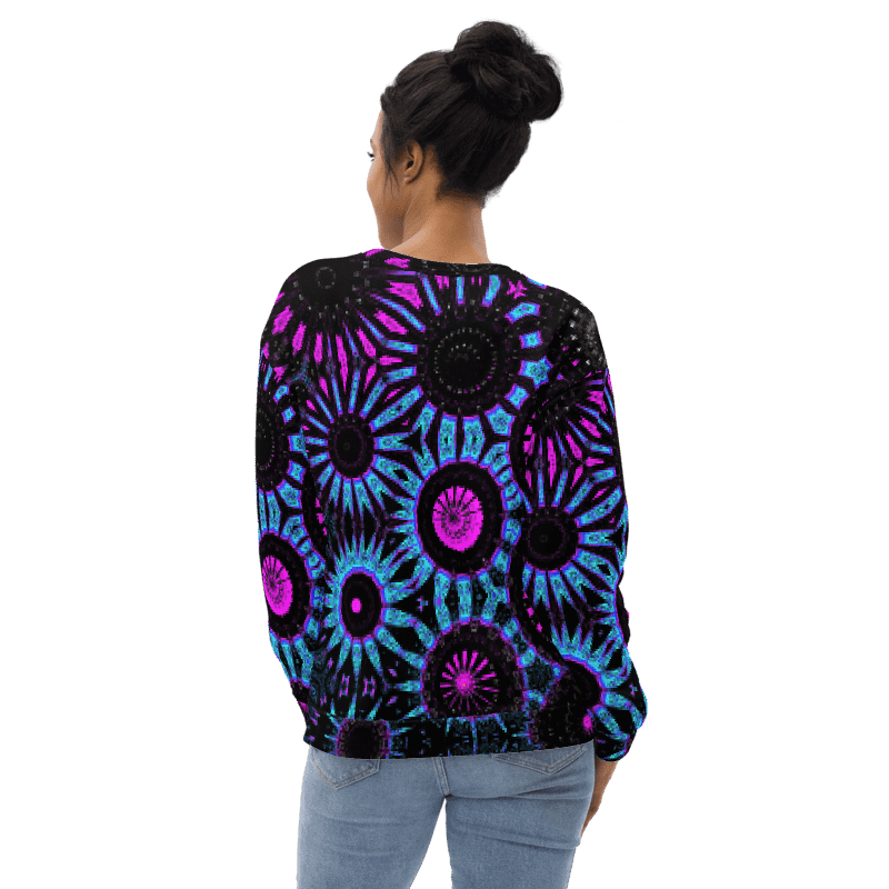 Abstract Circular Shapes in Turquoise, Black and Pink Unisex Sweatshirt product image (10)