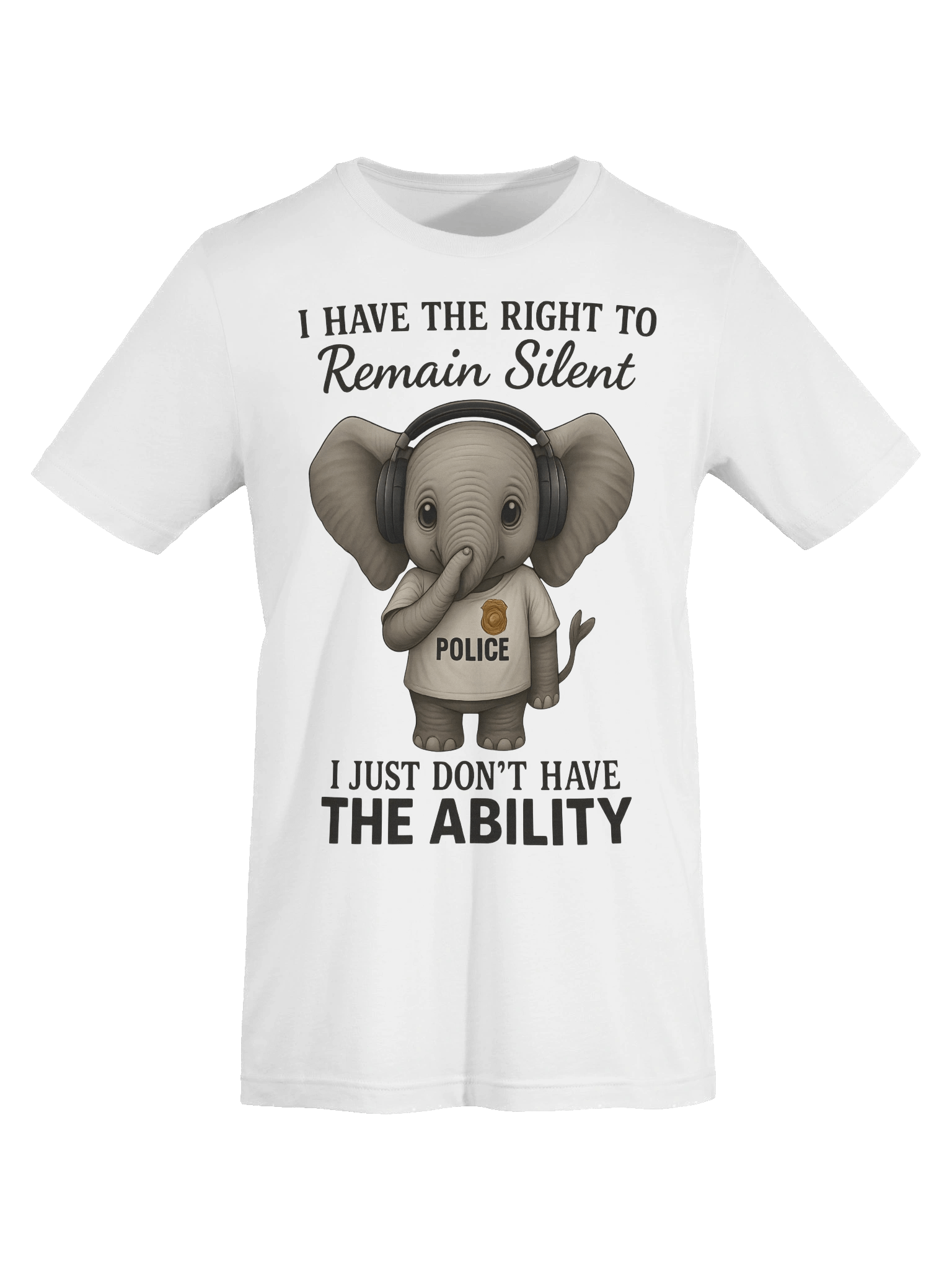 Funny Elephant Police – Right to Remain Silent T-Shirt product image (7)