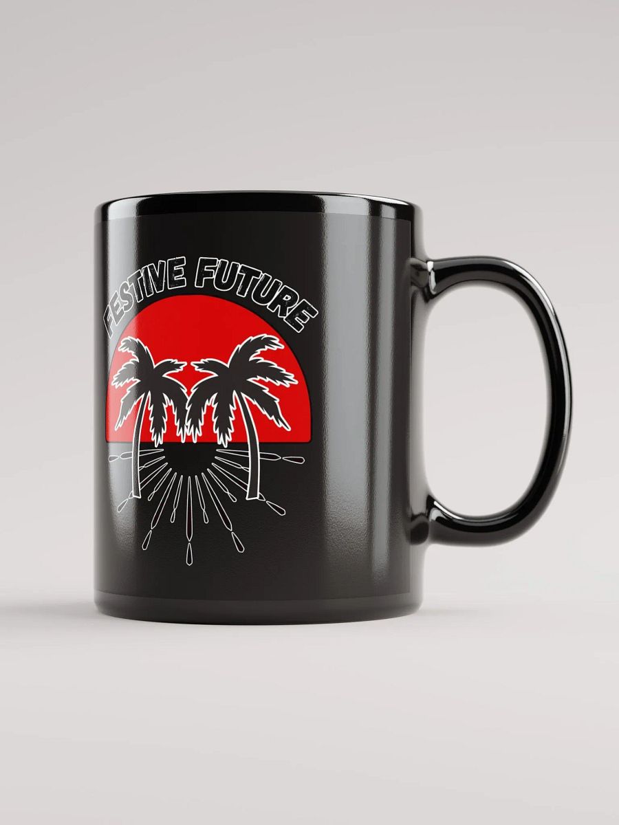 Festive Future - Sunset Beach Scene Black Coffee Mug product image (4)