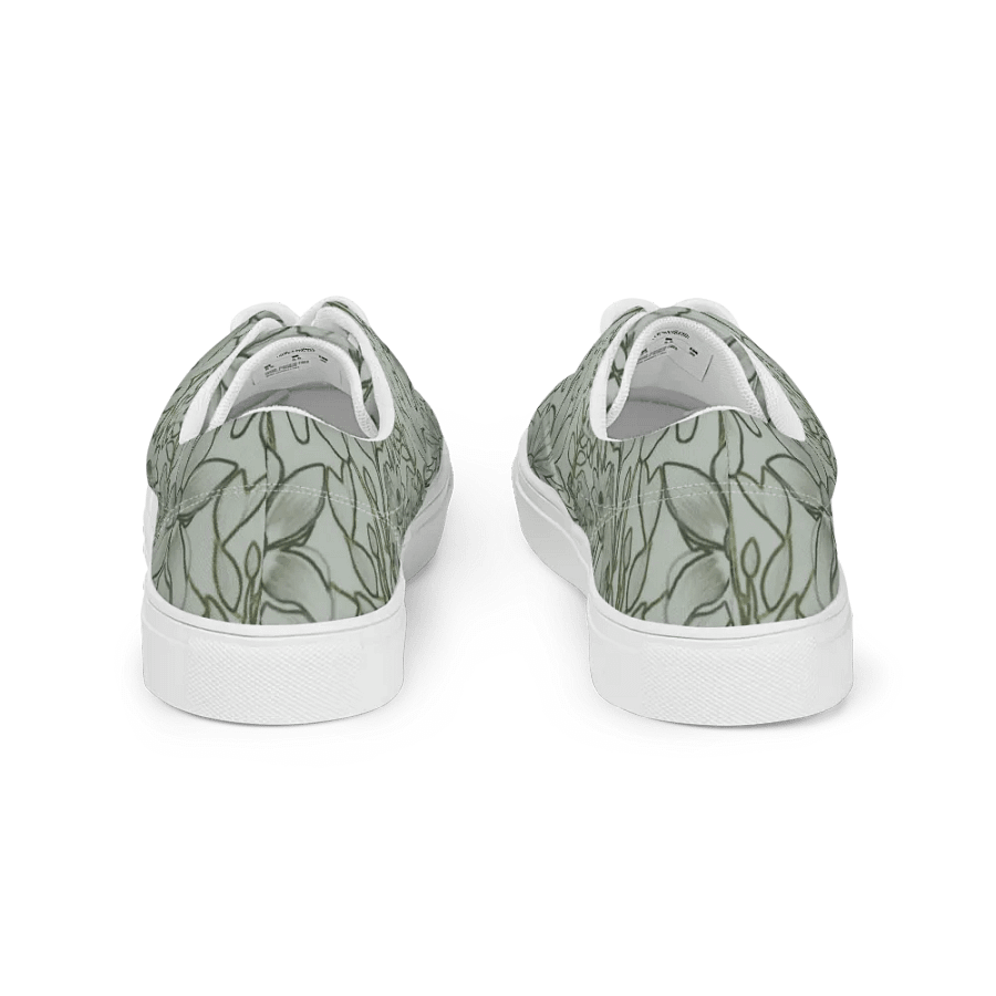 Line art Light Green and Darkgreen Floral/Women's Lace-Up Canvas Shoes by Allcolor product image (12)