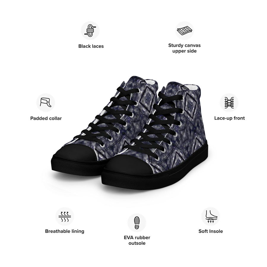 Abstract Dark Monochrome Diamond Men's Black Toe Canvas Shoe High Tops product image (17)
