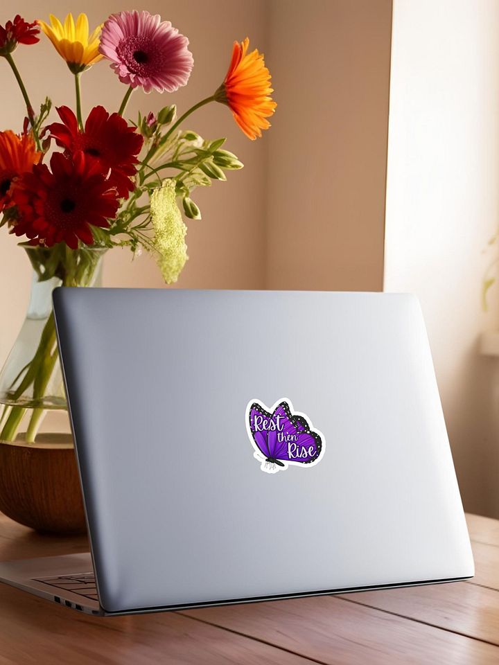Rest then Rise – Purple Butterfly Inspirational Quote Sticker product image (1)