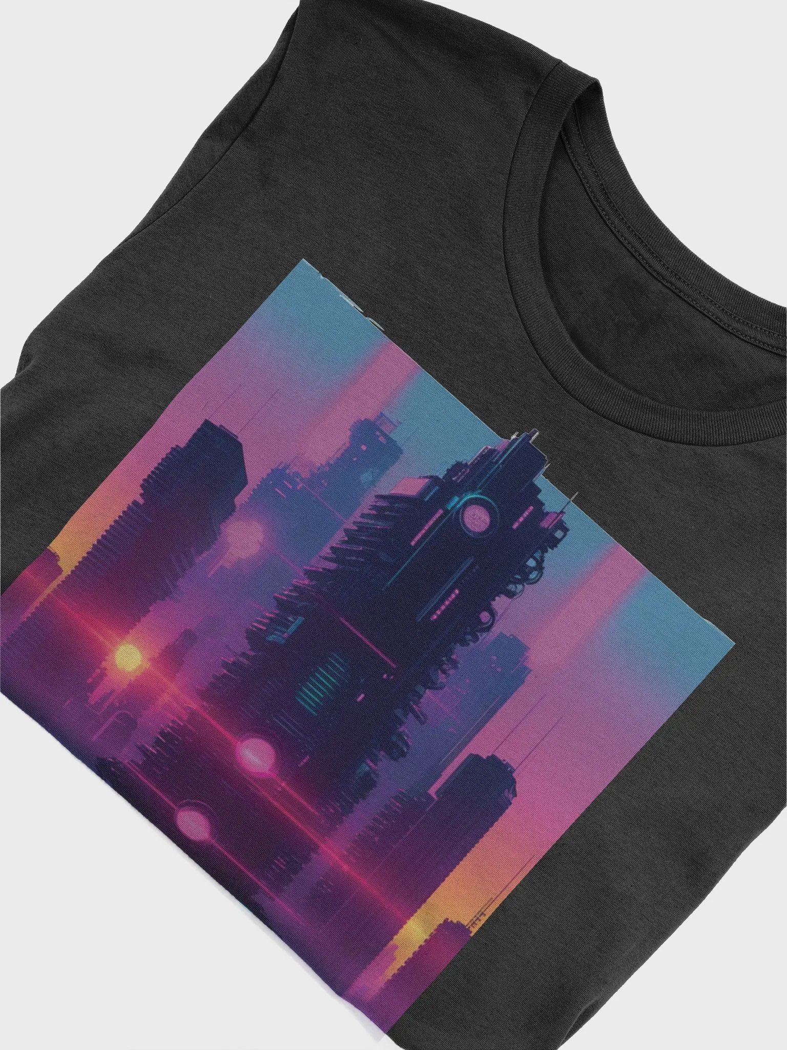 Neon Cityscape Art T-Shirt - Vibrant Town Illustration Design product image (10)