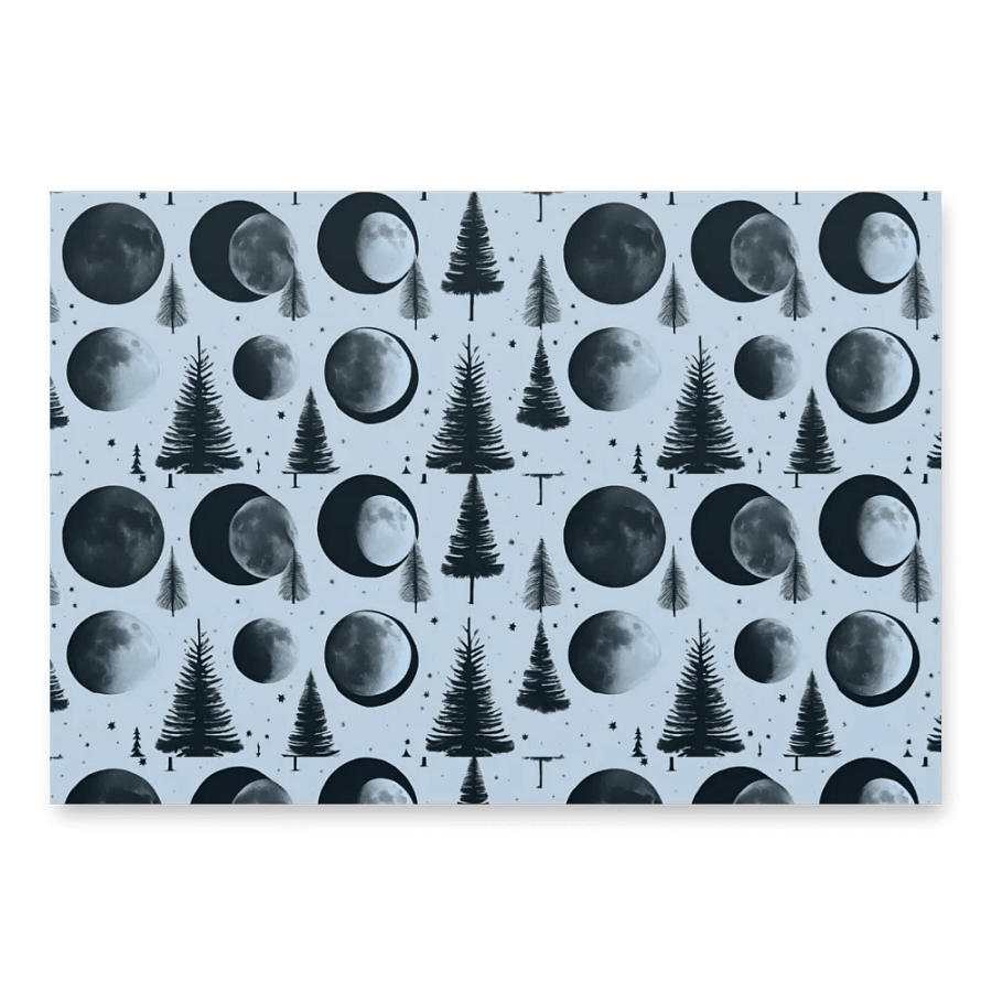 Lunar Phases & Pine Trees Wrapping Paper Set product image (1)