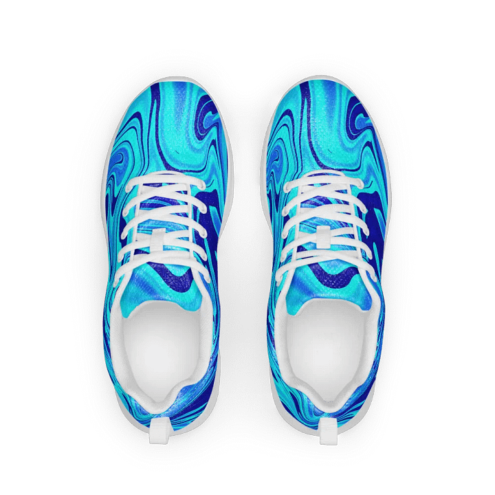Women's Athletic Shoes - Light and Dark Blue Digital Fluid Art product image (2)
