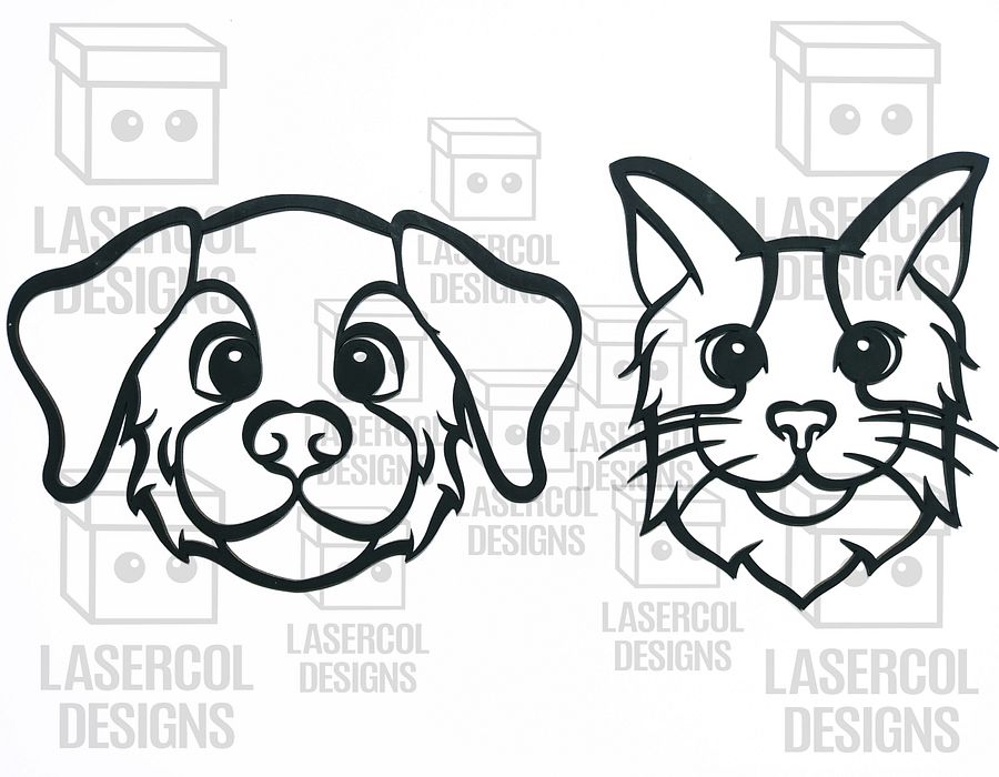 Cute Dog and Cat Wall Art - Laser Cut Files product image (3)