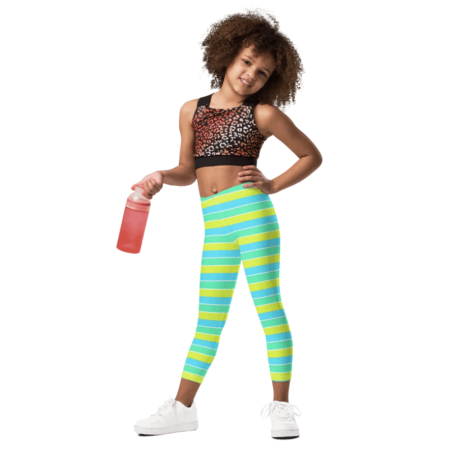 Summer Party Leggings for Girls with stripes - Blue product image (1)