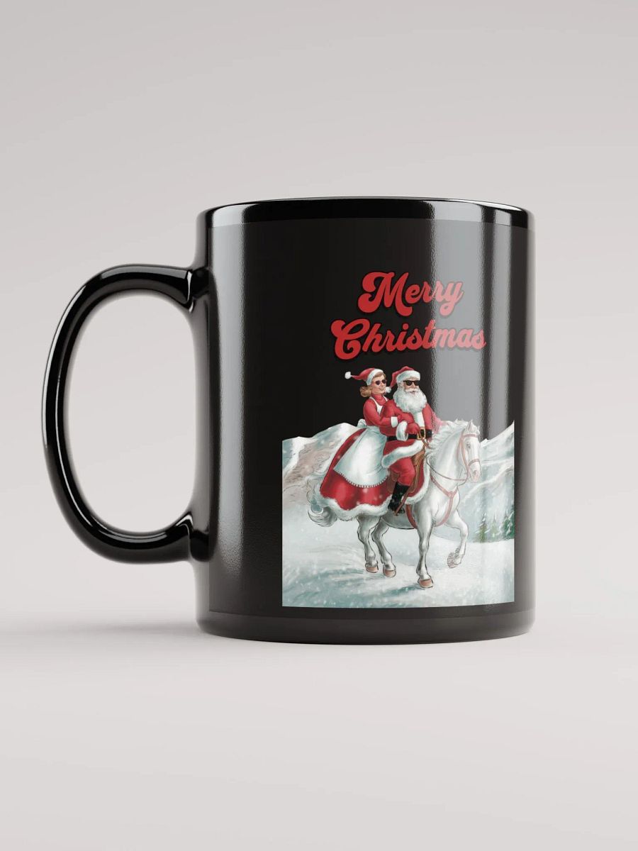 Mr. and Mrs. Santa Claus Horse Riding Black Mug product image (11)