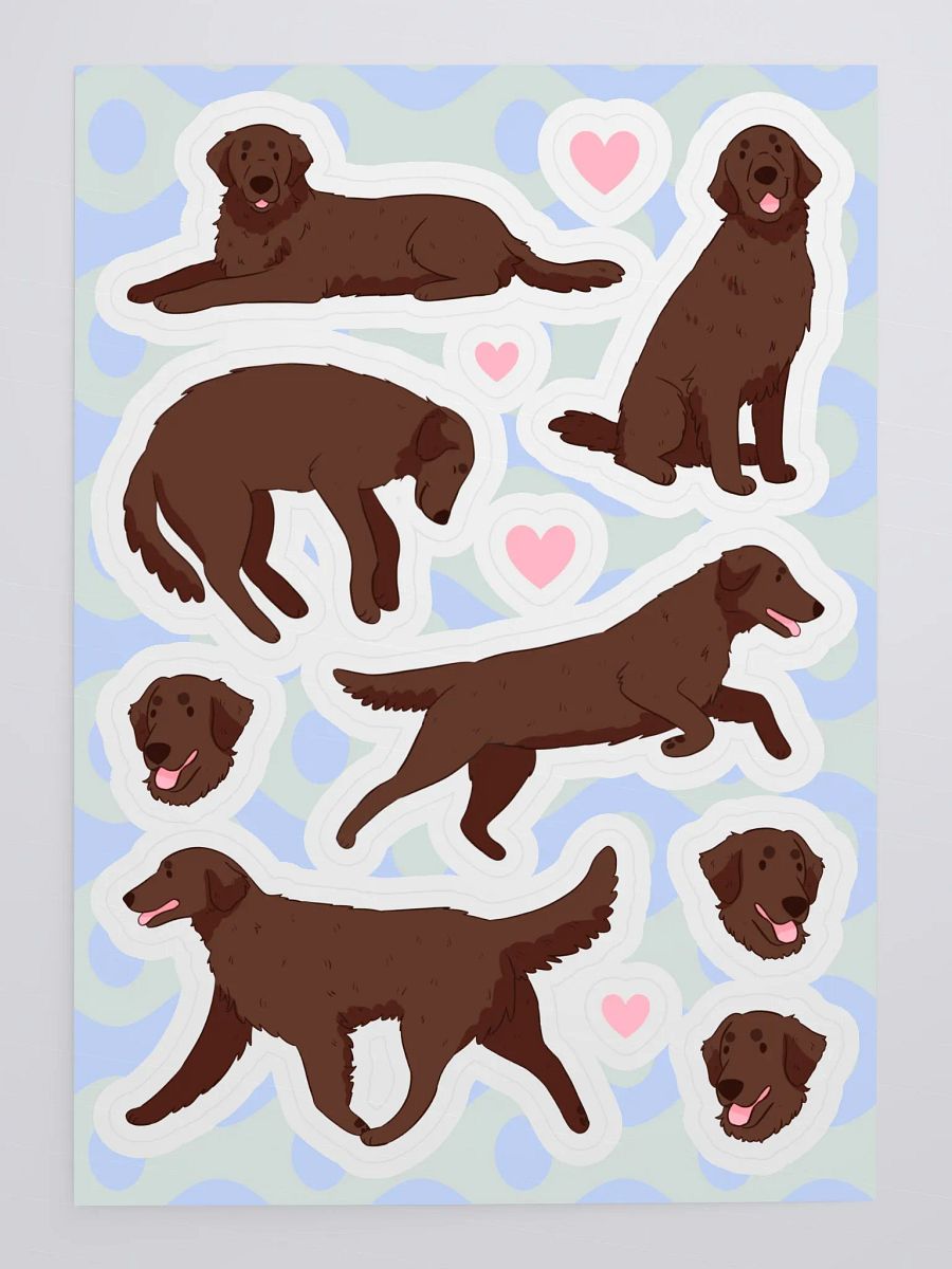 Whimsical Chocolate Flat Coated Retriever Dog Delight Sticker Sheet product image (4)