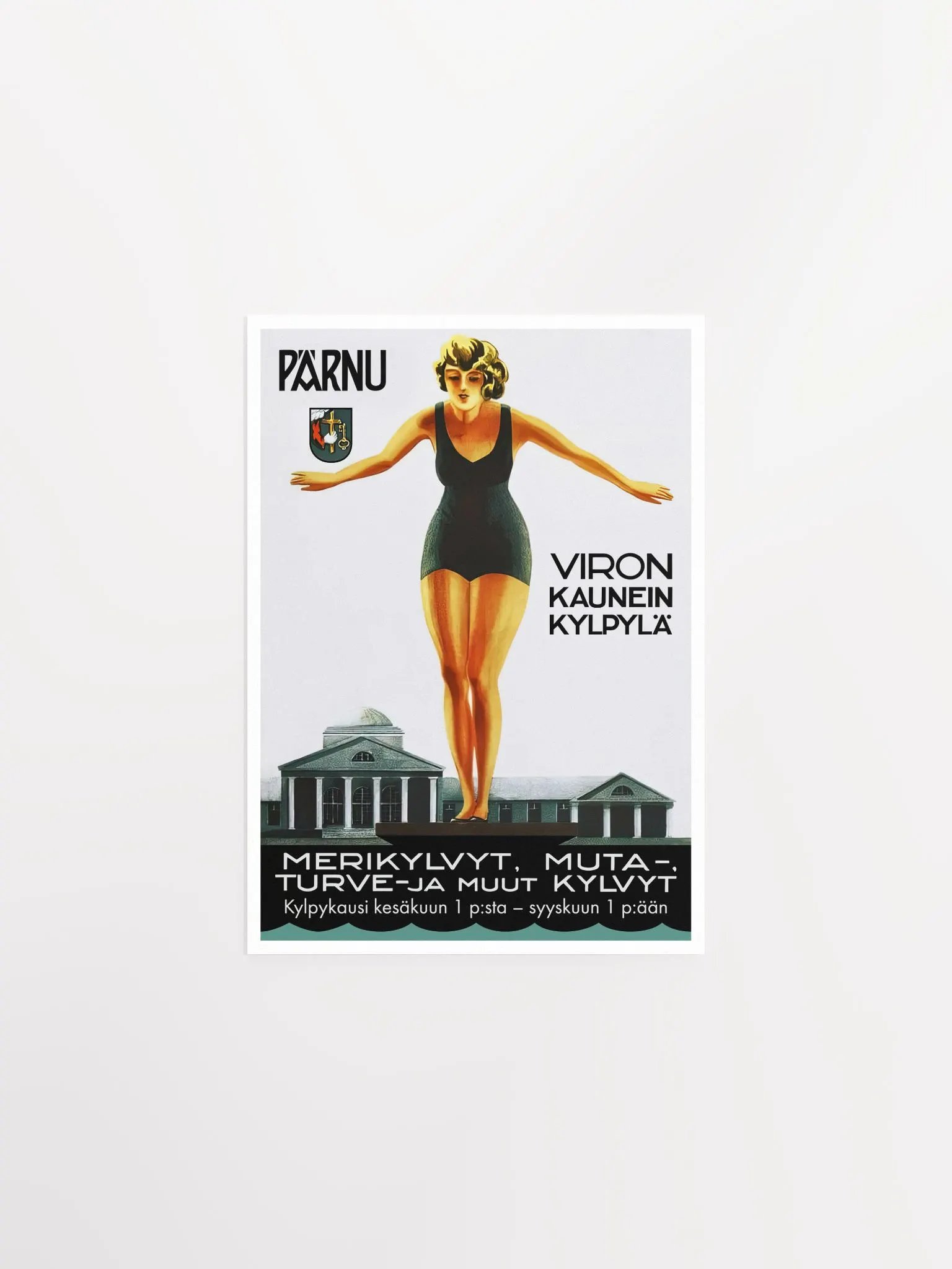 Estonia poster - Parnu/Pärnu, Viron Kaunein Kylpylä, Estonia, 1931 — retro vintage travel poster, retro travel art, retro travel wall art product image (6)
