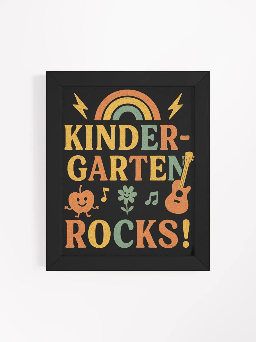 Kindergarten Rocks! Framed Poster – Colorful Retro Teacher Wall Art product image (55)