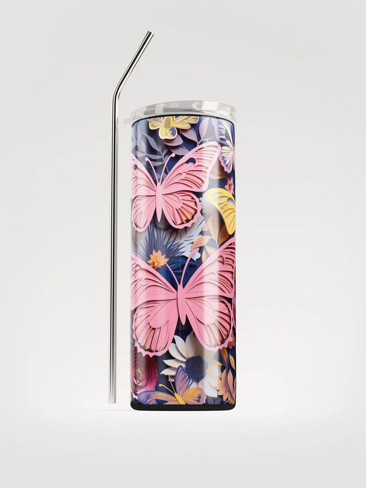 Vibrant Colorful Butterfly Purple Papercut Style Stainless Steel Tumbler product image (1)