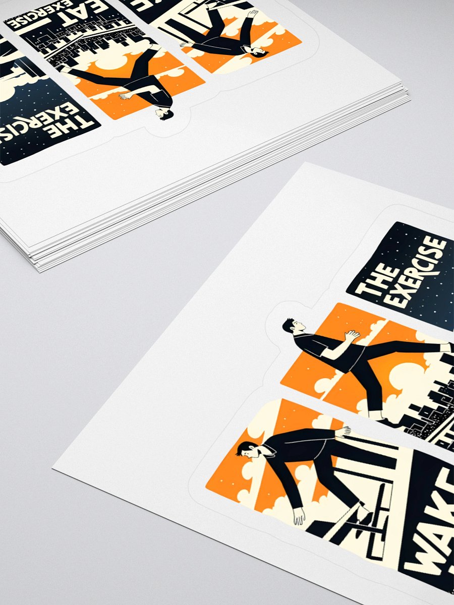 Clean-Line Daily Routine Art | Wake-Eat-Exercise-Sleep Print Sticker product image (10)