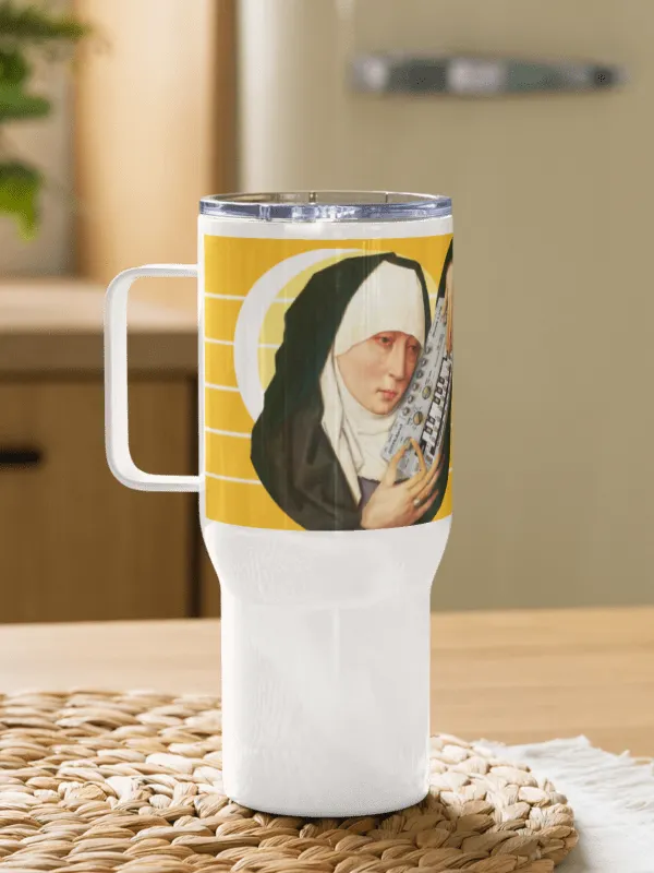 Mater Dolorosa meets Roland TB 303 by Frank Fonik Techno EDM Travel Mug with Handle product image (1)
