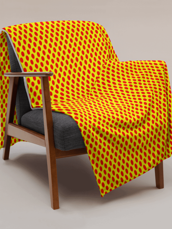 Red Polka Dots on Yellow Throw Blanket product image (3)
