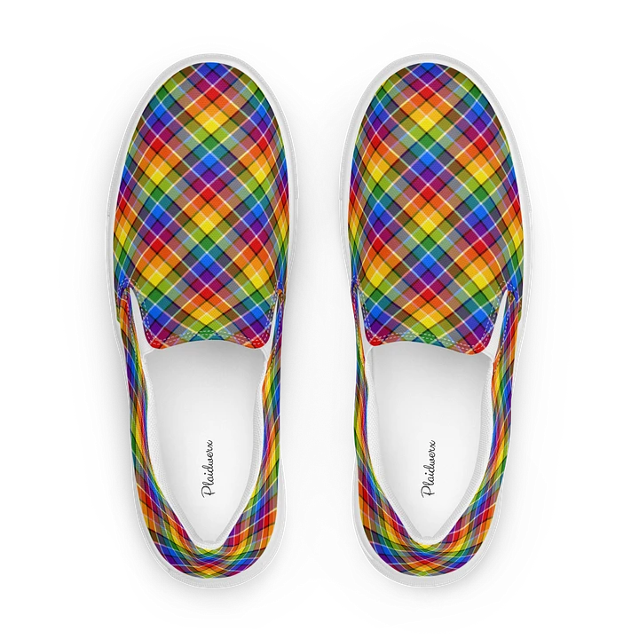 Bright Rainbow Plaid Women's Slip-On Shoes product image (1)