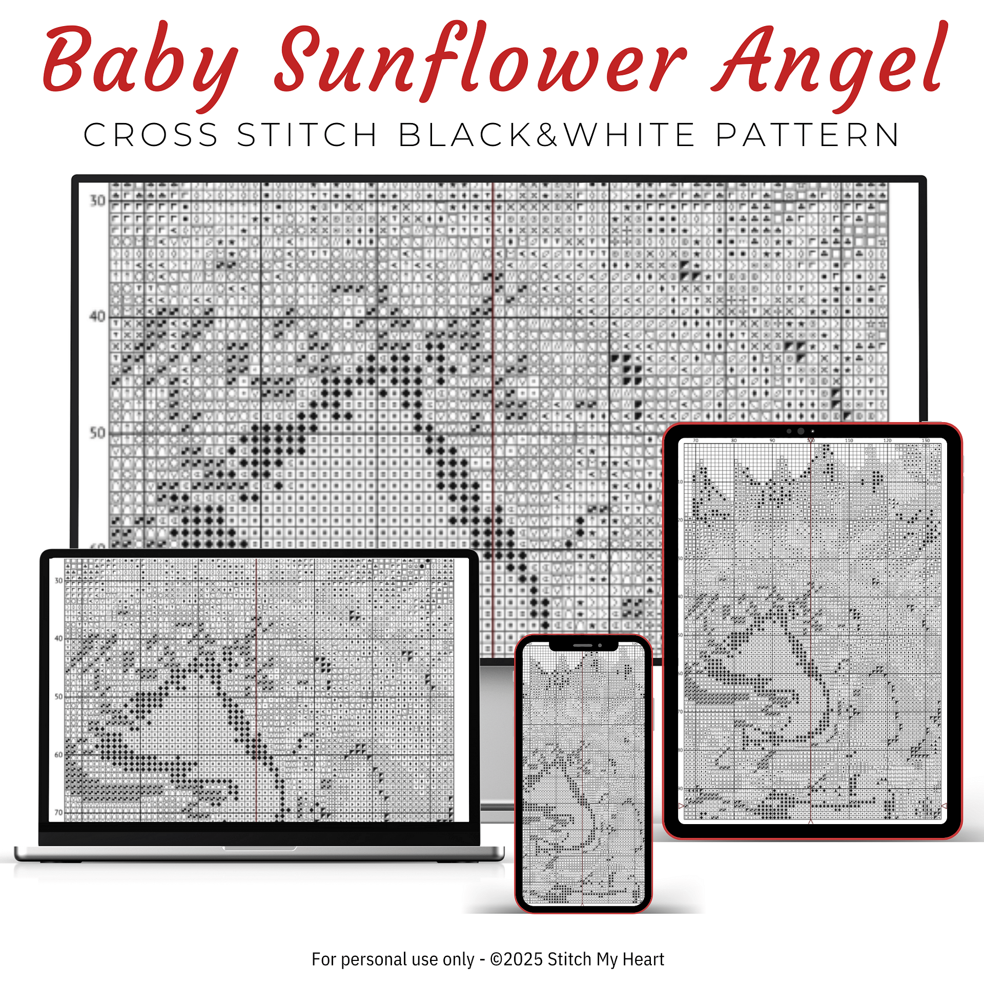 Baby Sunflower Angel Cross Stitch Pattern product image (4)