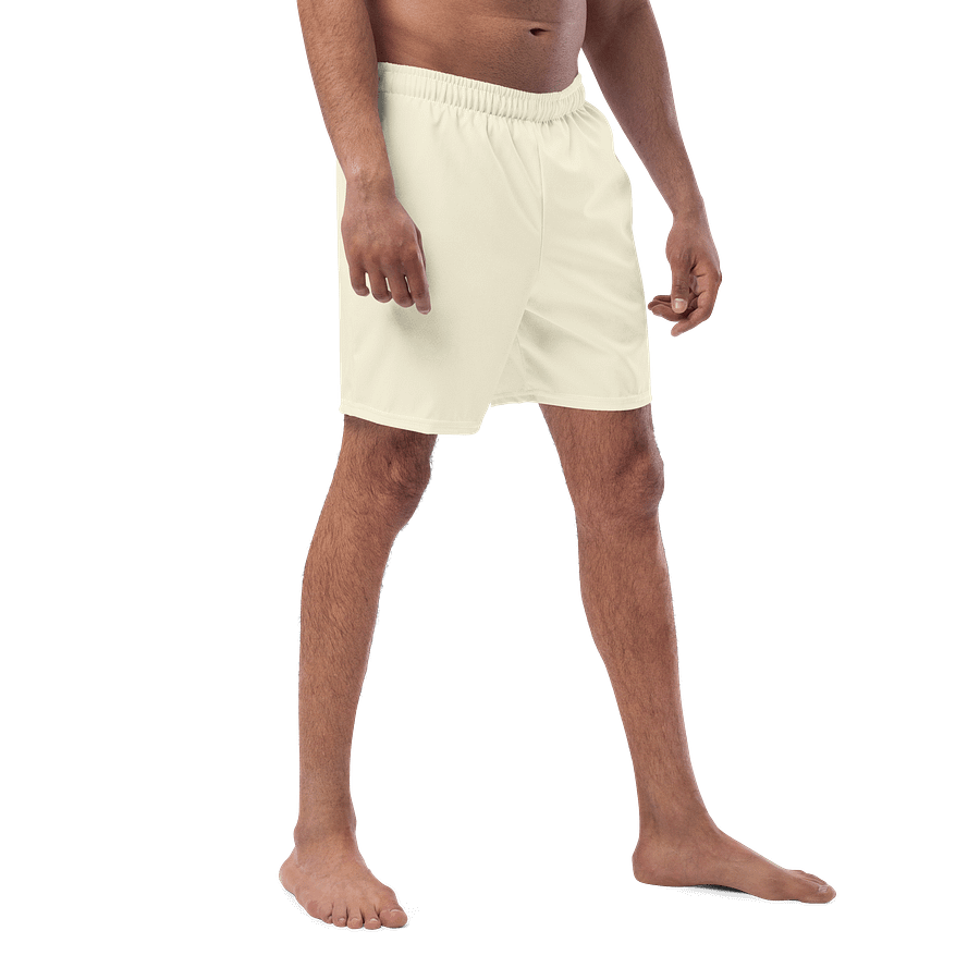 Off White Beige Solid Color Men's Swim Trunks product image (5)