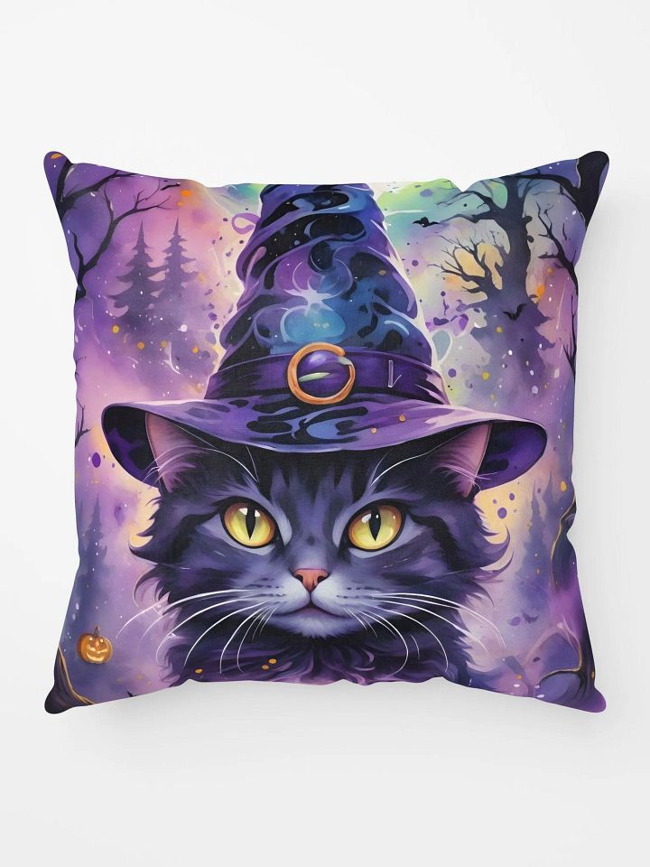 Fluffy Grey Cat Witch Pillow product image (1)