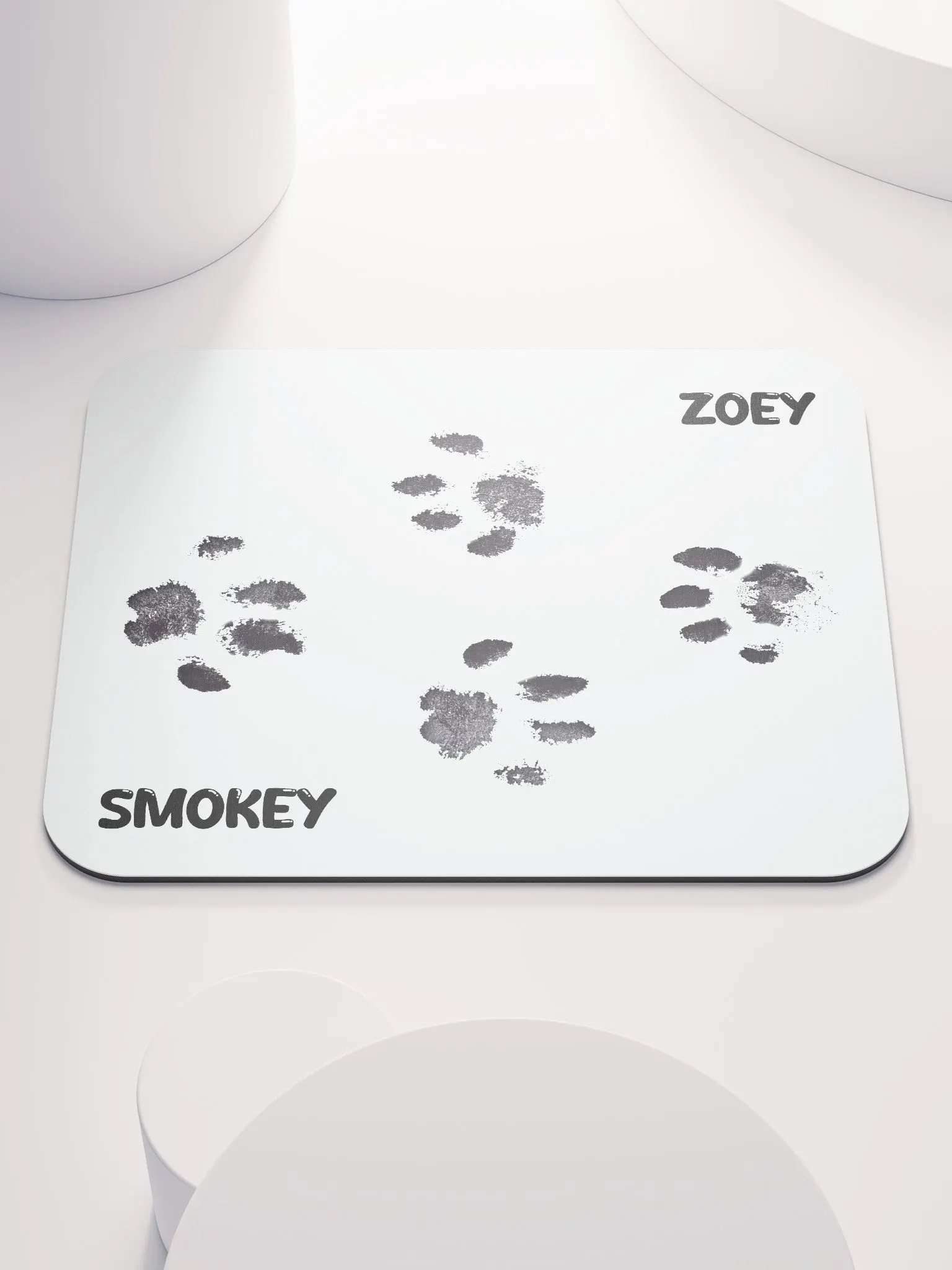 Smokey & Zoey Paw Print Classic Desk Mat (White) product image (1)