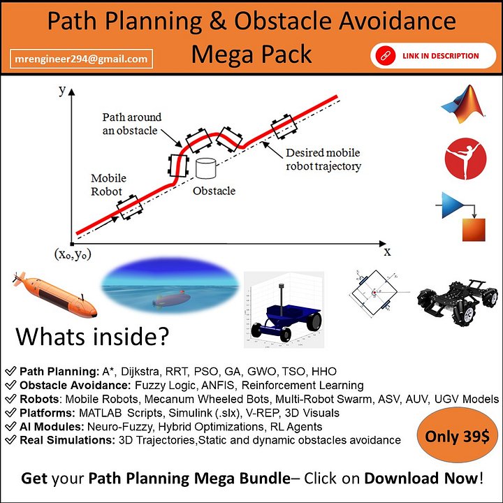 🚀Path Planning & Obstacle Avoidance Mega Bundle- UGV, AUV, Mobile Robots, AI & Simulink Projects product image (1)