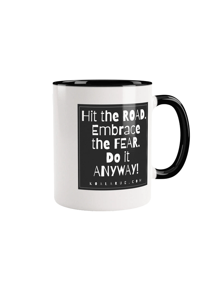 EMBRACE THE FEAR • WHITE MUG • COLOURED HANDLE product image (1)