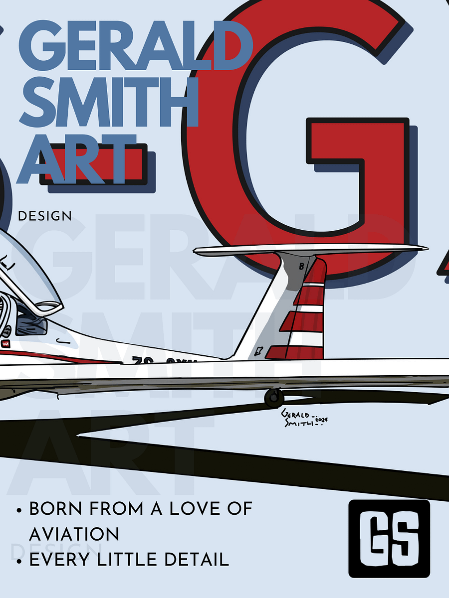 Hoffman Dimona H36 ZS-GXN Glider Digital Printable Art Aviation Gift with Blue Background product image (3)