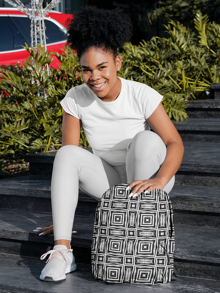 Abstract Monochrome Repeating Pattern Back Pack product image (1)