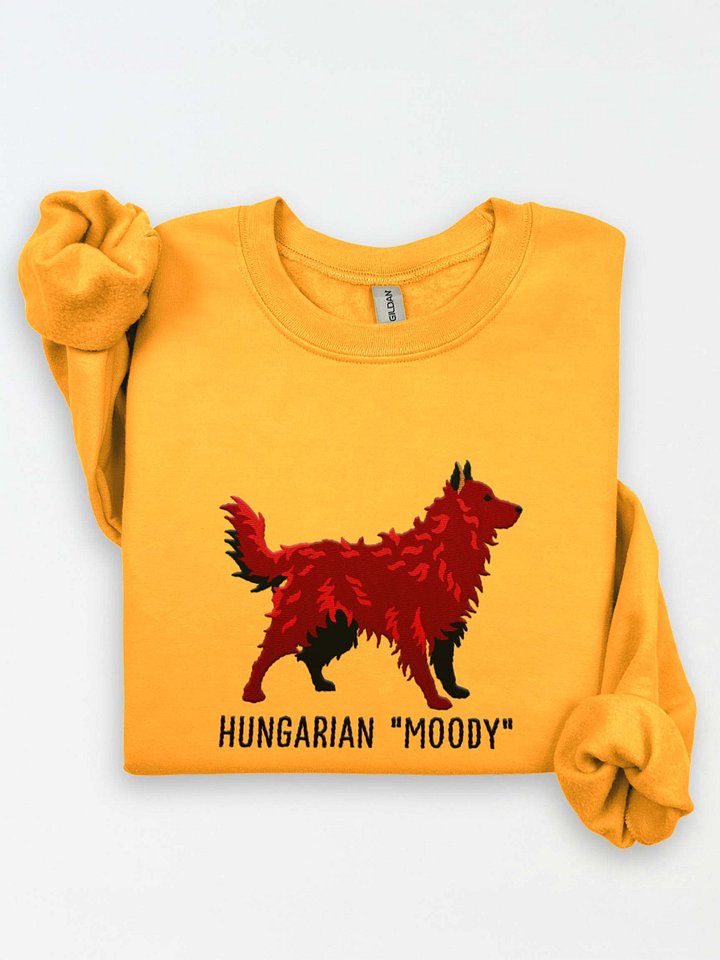 Hungarian Moody Sweatshirt (Embroidered) of a Hungarian Mudi(Brown) product image (1)