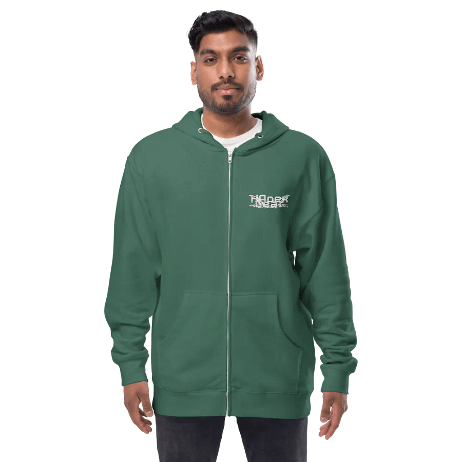 Fleece Zip Up Hoodie - Embroidered - White HApex Gear Black Logo product image (12)