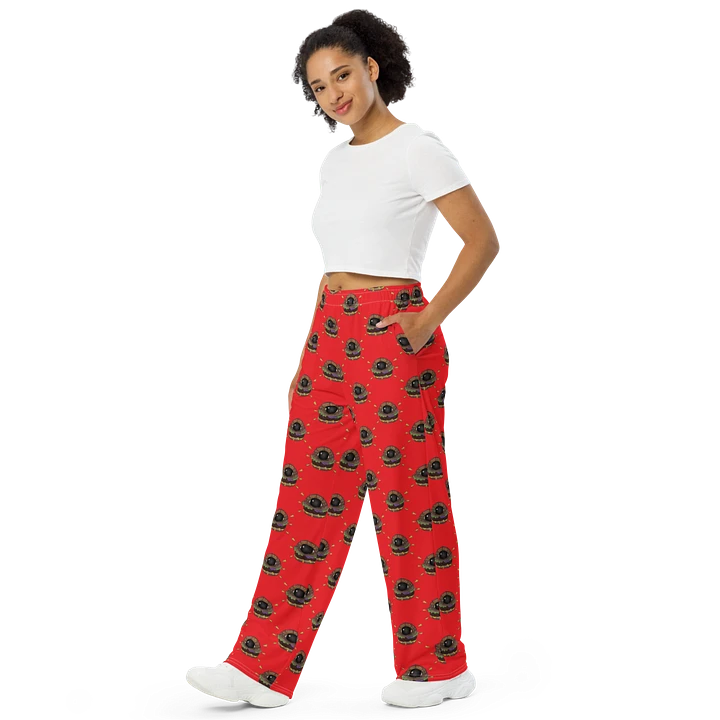 Red All-Over Eye Burger Unisex Wide-Leg Pants product image (1)
