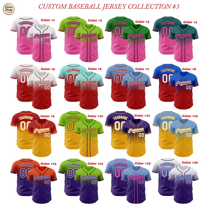 Authentic Gradient Fashion Baseball Jersey Up Down Colors with Line Collection, Tow Tones product image (1)