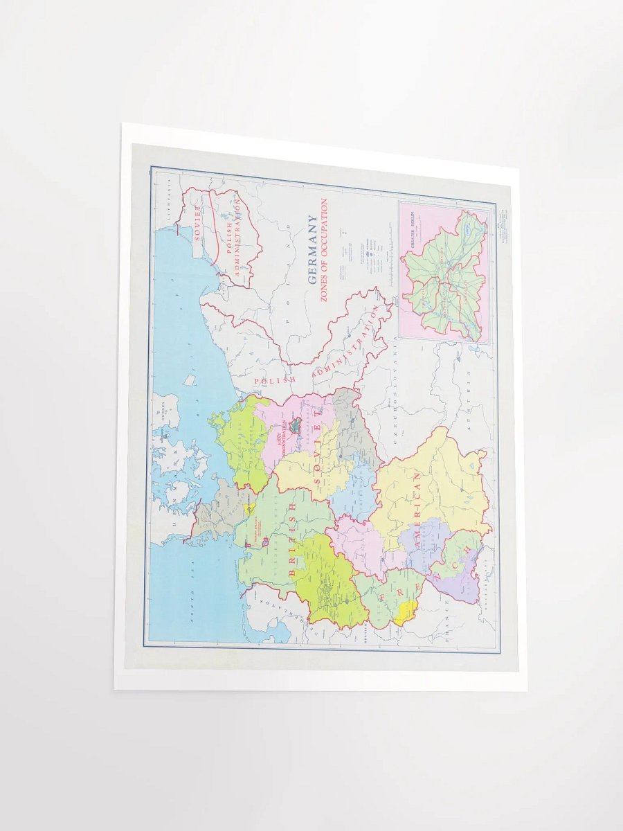 Germany Zones of Occupation Map (1947) – Vintage WWII Poster product image (4)