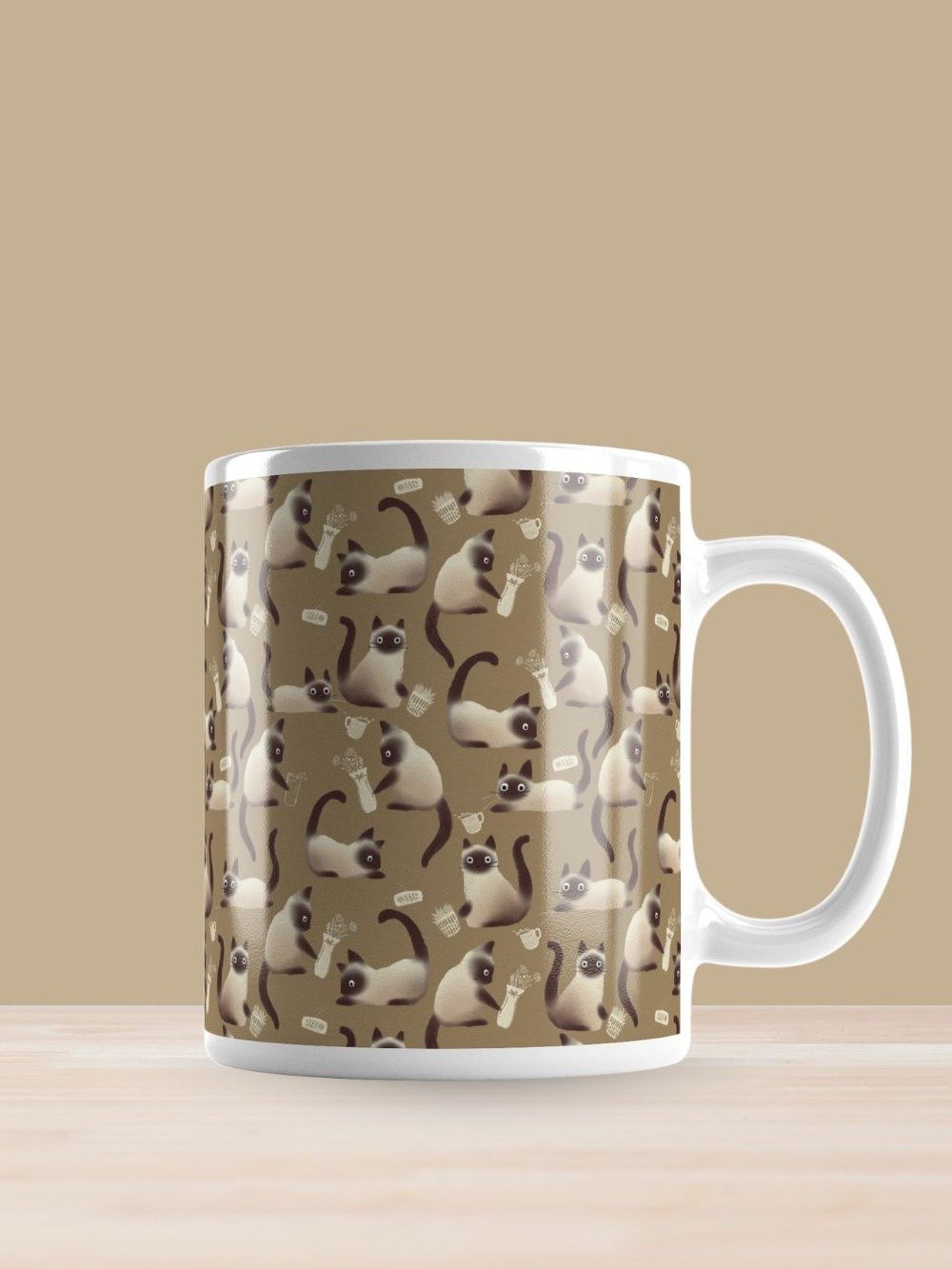 Bad Siamese Cats Knocking Stuff Over Coffee Mug, Brown product image (1)